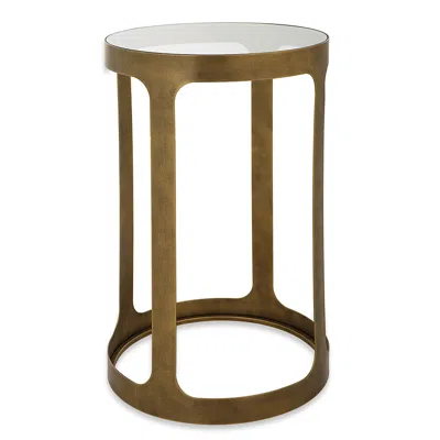 Cinnabar Road Kona 15 1/4"w Brushed Gold And Glass Accent Table