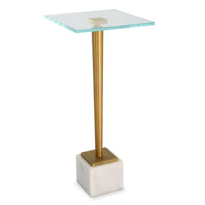 Cinnabar Road Magnolia 11"w Brass Plated And Glass Accent Table