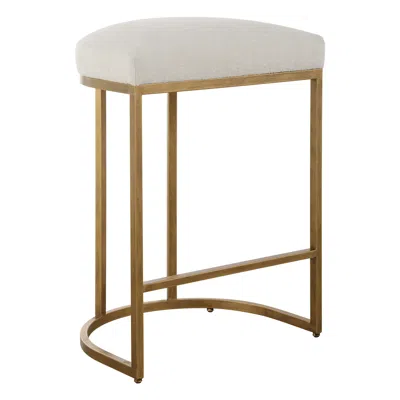 Cinnabar Road Nova 26 1/4" Cream And Brass Counter Stool