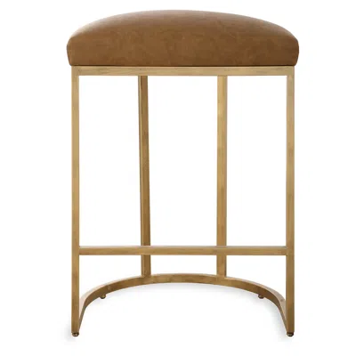 Cinnabar Road Nova 26 1/4" Rich Camel And Brass Counter Stool