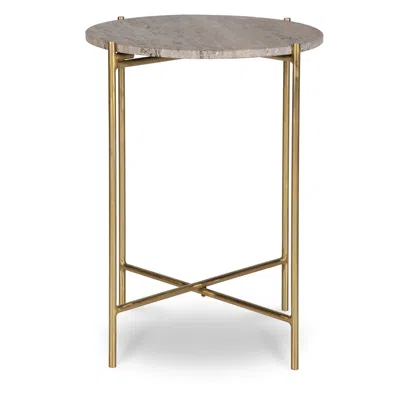 Cinnabar Road Odelia 16"w Gold And Dark Travertine Accent Table