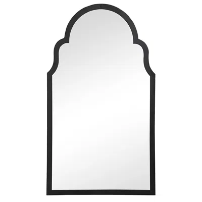 Cinnabar Road Quinn Satin Black 21" X 37" Arch Top Wall Mirror