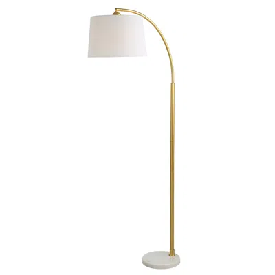 Cinnabar Road Seminole Gold And White Marble Arc Floor Lamp