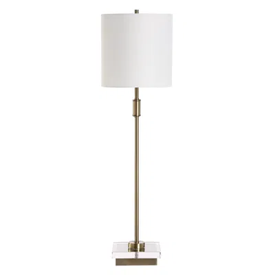 Cinnabar Road Shiner 32"h Antique Brass And Glass Buffet Table Lamp