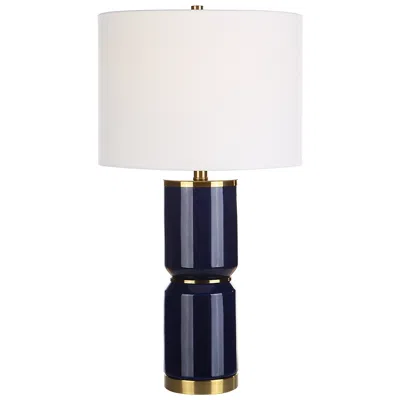 Cinnabar Road Vidar Blue Ceramic And Gold Metal Table Lamp
