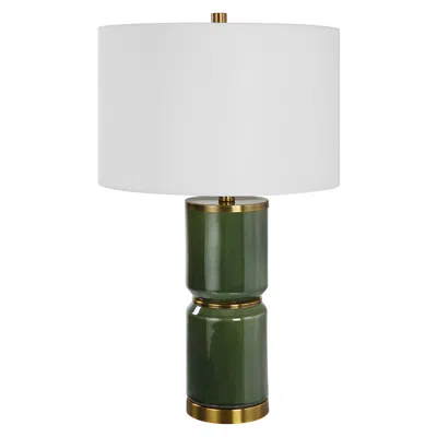 Cinnabar Road Vidar Green Ceramic And Gold Metal Table Lamp