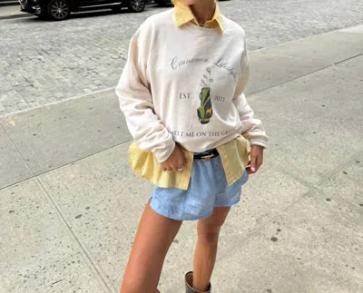 Cinnamon Club Meet Me On The Green Sweatshirt In Ivory In Multi