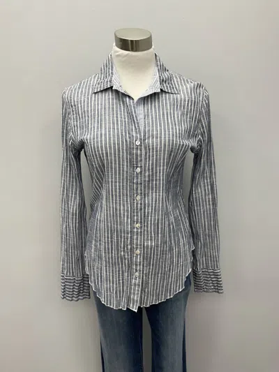 Cino Chambray Stripe Cotton Shirt In Lt Blue Stripe In Multi