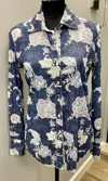 Cino Floral Cotton Shirt In Blue/white In Blue