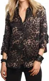 Cino Leopard Button Down Shirt In Black In Black