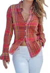 Cino Madres Plaid Cotton Blouse In Citrus In Red