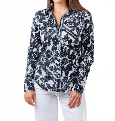 Cino Shibori Tropical Shirt In Indigo In Multi