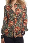 Shop Cino Tikal Button Down Blouse In Papaya