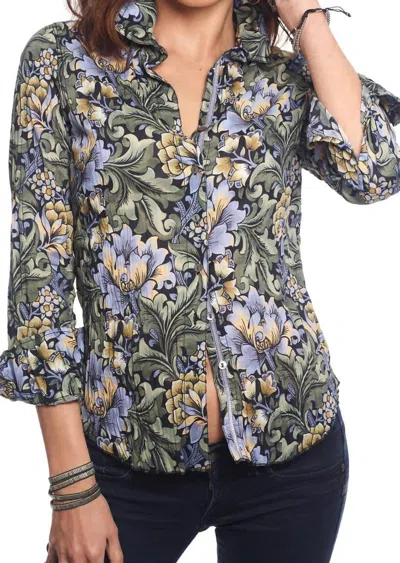 Cino Tikal Button Up Blouse In Blue