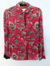 Cino Women's Floral Long Sleeve Button Up Shirt In Red In Multi