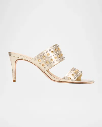 Cinq À Sept 55mm Sutton Studded Metallic Leather Mules
