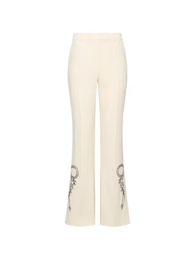 Cinq À Sept Abeline Floral-detail Trousers In Neutral
