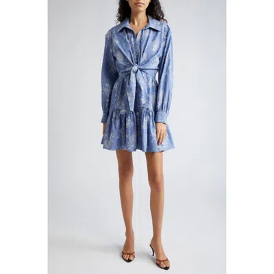 Cinq À Sept Abrielle Mini Dress In Chambray/white