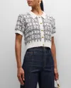 Cinq À Sept Adalee Short-sleeve Cardigan In Blackwhite