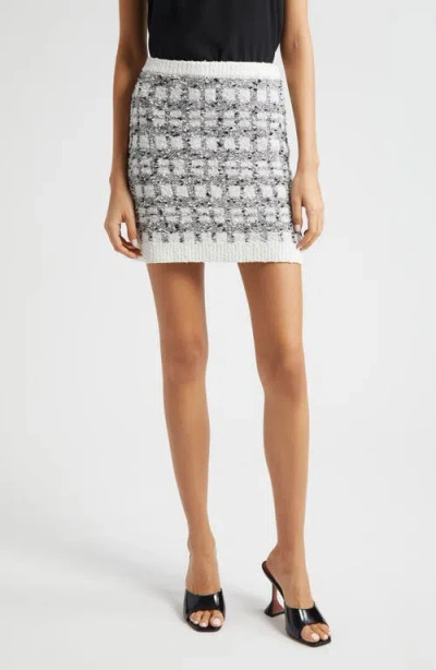 Cinq À Sept Checked Knitted Shorts In Black/white