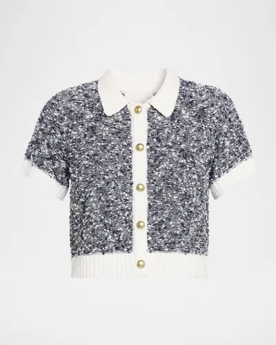 CINQ À SEPT ADALEE SHORT-SLEEVE CROP CARDIGAN