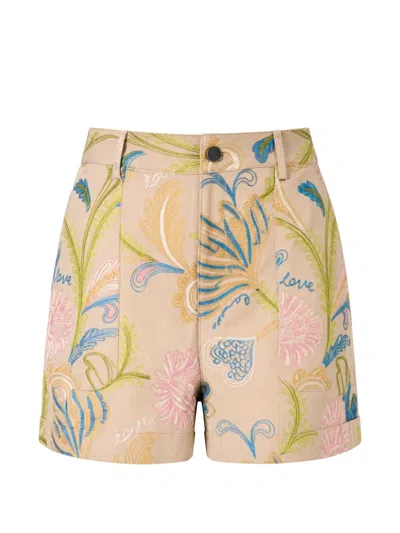 Cinq À Sept Addie Embroidered Mini Shorts In Multi