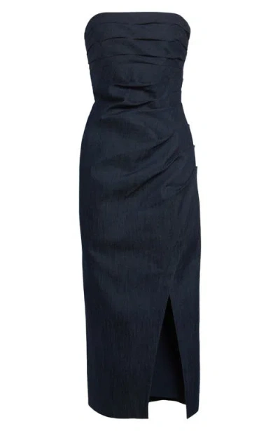 Cinq À Sept Adira Strapless Denim Dress In Blue