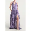 Cinq À Sept Cinq A Sept Painted Hydrangea Agatha Ruffle Gown In Purple
