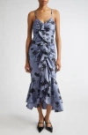 Cinq À Sept Akemi Cool Carnation Ruffle Detail Satin Dress