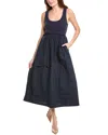 Cinq À Sept Akira Sleeveless Scoop-neck Pintuck Combo Midi Dress In Blue