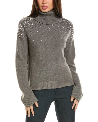 CINQ À SEPT CINQ A SEPT ALANI RHINESTONE CRACKLE WOOL-BLEND TURTLENECK TOP