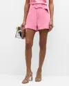 Cinq À Sept Aldi Belted High-rise Stitched Shorts In Flamingo