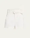 Cinq À Sept Aldi Belted High-rise Stitched Shorts In Ivory