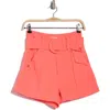 Cinq À Sept Aldi Belted High Waist Shorts In Neon Coral