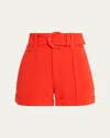 Cinq À Sept Aldi Belted High-rise Stitched Shorts In Red