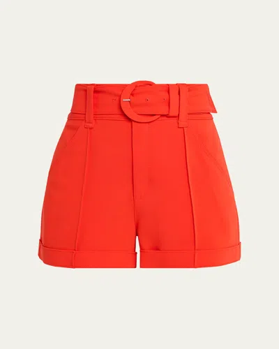 Cinq À Sept Aldi Belted High-rise Stitched Shorts In Red