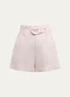 CINQ À SEPT ALDI BELTED WIDE-LEG LINEN SHORTS