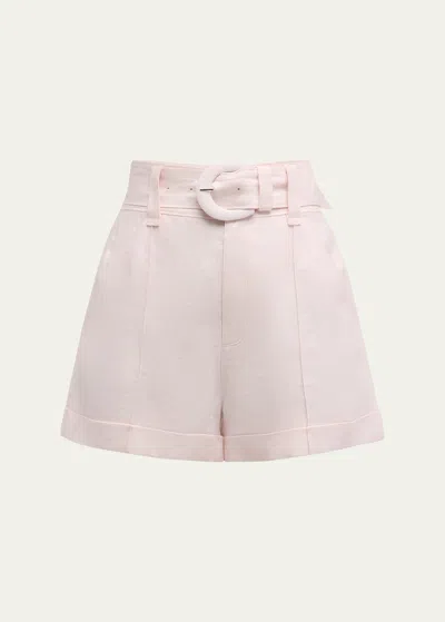 CINQ À SEPT ALDI BELTED WIDE-LEG LINEN SHORTS