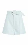 Cinq À Sept Aldi Belted Wide-leg Linen Shorts In Glacial Blue In Blue