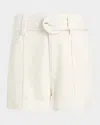 Cinq À Sept Aldi Belted High-rise Stitched Shorts In Ivory