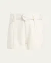 Cinq À Sept Aldi Belted High-rise Stitched Shorts In Ivory