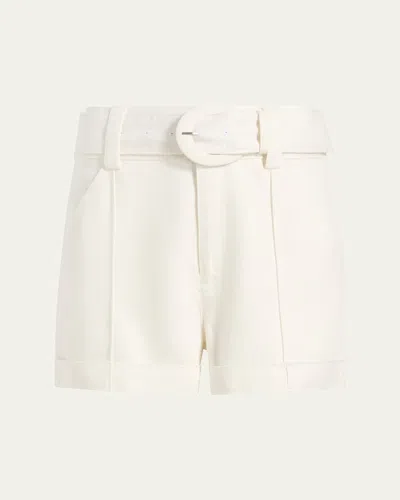 CINQ À SEPT ALDI BELTED WIDE-LEG LINEN SHORTS