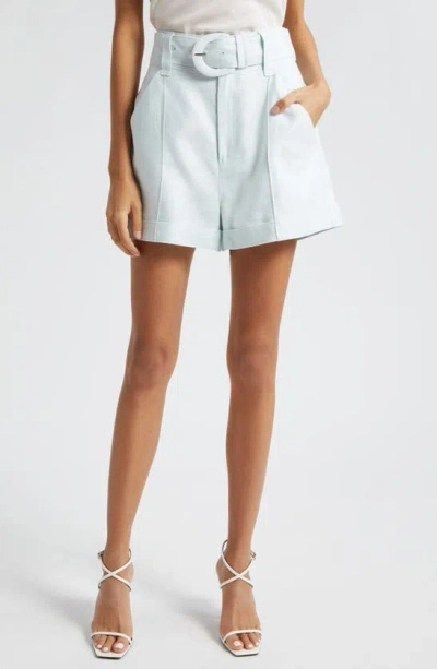 Cinq À Sept Aldi Belted Wide-leg Linen Shorts In Glacial Blue