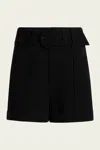 Cinq À Sept Aldi Belted High-rise Stitched Shorts In Black