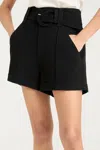 Cinq À Sept Aldi Belted High-rise Stitched Shorts In Black