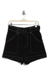 Cinq À Sept Alena Belted Shorts In Black/ivory