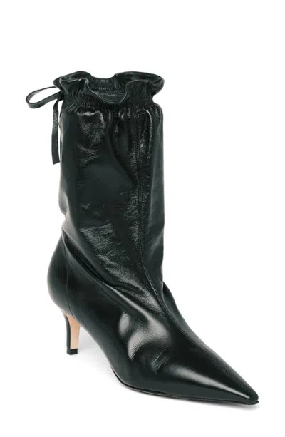 Cinq À Sept Alex Scrunched Leather Bootie In Black