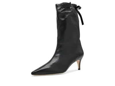 Cinq À Sept Alex Scrunched Shiny Leather Ankle Booties Women's Boots Black: 8 M
