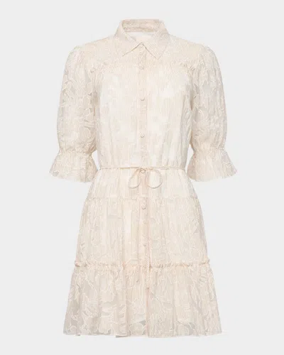 Cinq À Sept A-line Gingham Voile Mini Dress In Brown
