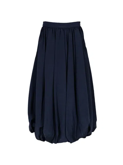 Cinq À Sept Allinae Gathered Bubble-hem Mid Skirt In Blue